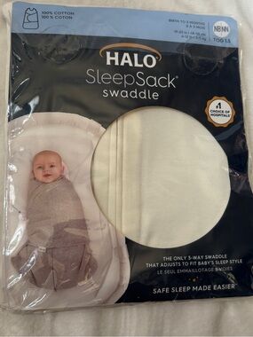 HALO SleepSack Swaddle 0-3 Months Cream Cotton Baby Sleep Sack EUC